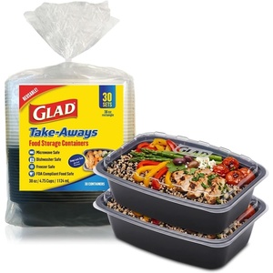 image:imageGlad TakeAways 60Pack SnapSeal Dishwasher and Freezer Safe Reusable Food Storage Bento Box Meal Prep Containers Made in North America 38 oz BPA Free30Pack